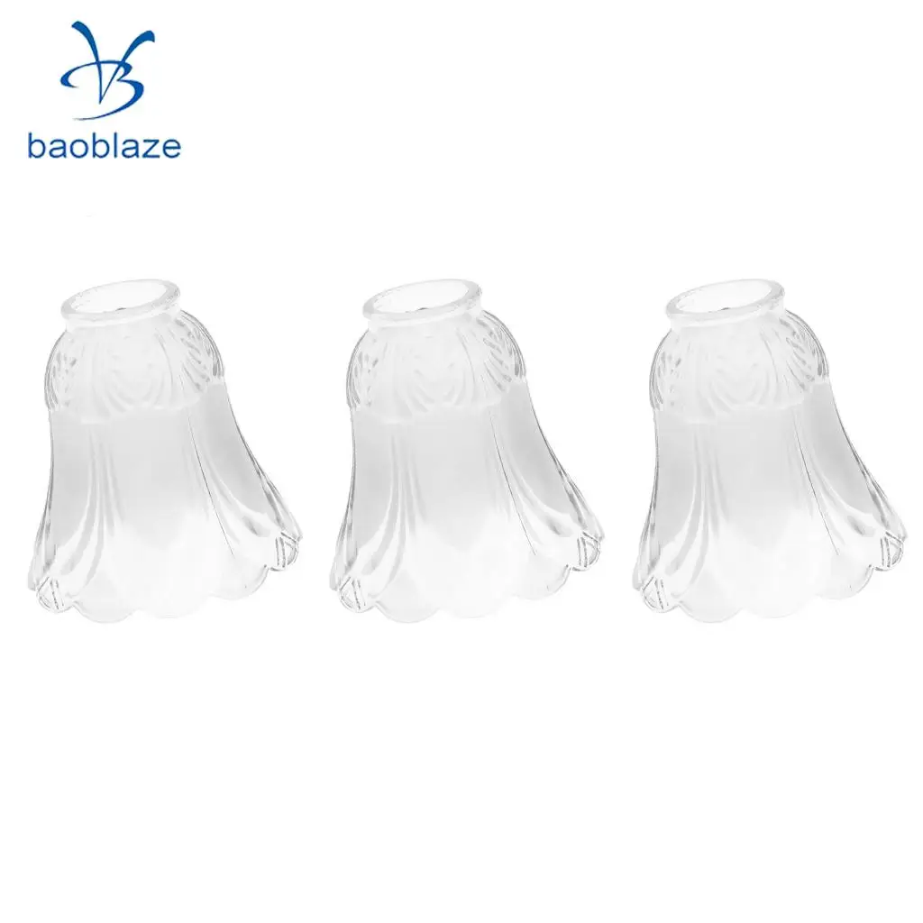 3 Pieces #1 Frosted Glass Ribbed Bell Light Shades Chandelier Lamp Pendant