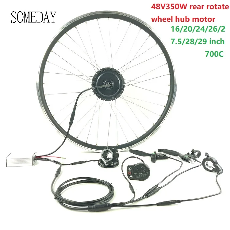 

SOMEDAY 48V350W Electric Bicycle conversion kit with led900s Ebike rear rotate hub motor waterproof cable easy install