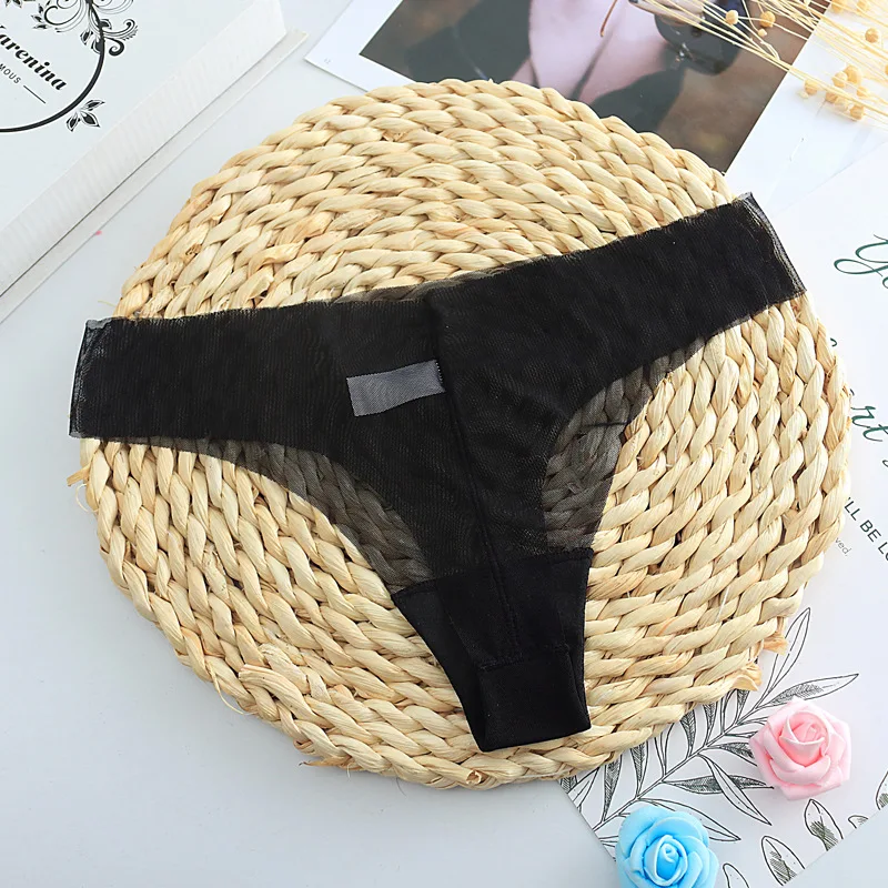 Low Waist Women Transparent G String Mesh Plus Size Underwear Candy Color Panties