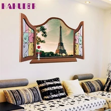 Башня 3D вид окна съемная декоративная пленка искусство Виниловая Наклейка Декор Фреска# 30WQY