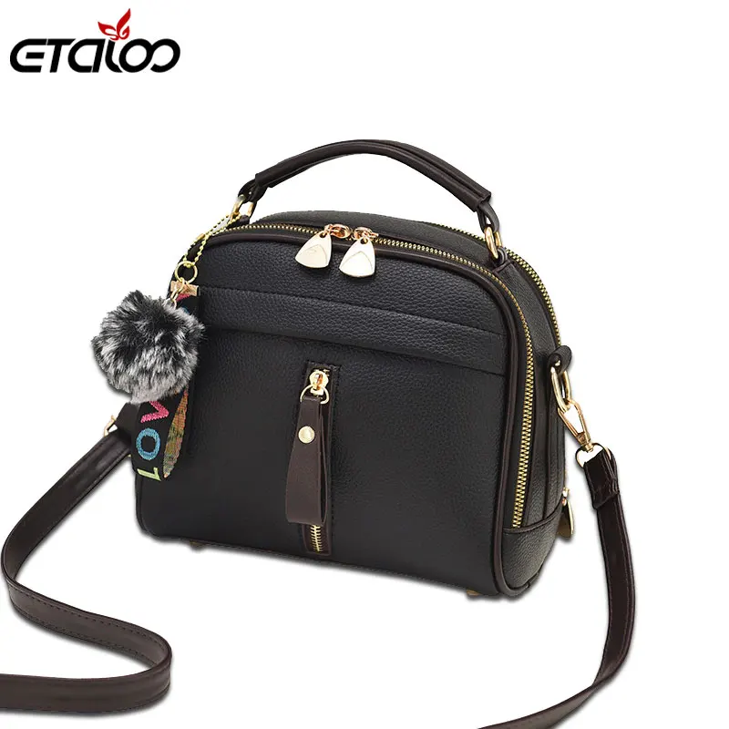 2018 Fashion Women Handbag PU Leather Women Messenger Bags With Ball Toy Female Shoulder Bags Ladies