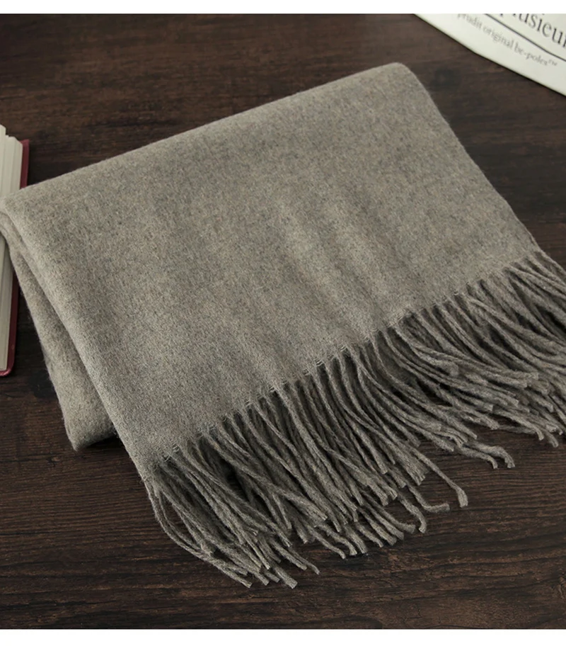 Luxury Winter Scarf Wool Cashmere Scarf Poncho Stoles Women Thicken Warm Scarves Wrap Pashmina Tassels Solid Color Scarf