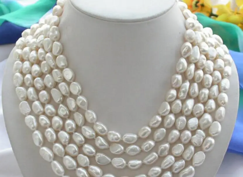 

FREE SHIPPING>>>@@ AS33120 6ROW 10MM WHITE BAROQUE FW CULTURED PEARL NECKLACE
