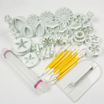

46Pcs/set Fondant Cake Decorating Sugarcraft Plunger Cutter Tools Mold Cookies full set mold for free shipping