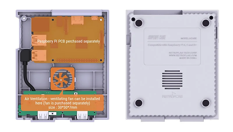 Retroflag игровая консоль SUPERPi чехол J+ вентилятор охлаждения+ радиатор для Raspberry Pi 3 Model B+ 3B 2B