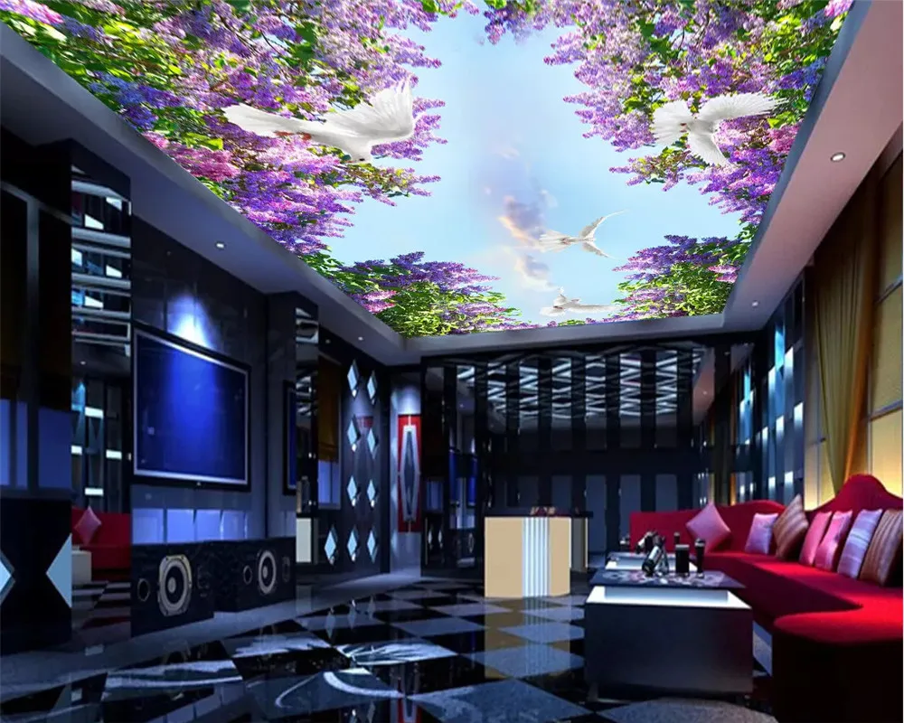 

beibehang Custom photo wallpaper beautiful lavender sky zenith 3d mural ceiling wallpaper wall wallpaper 3d papel de parede 3d