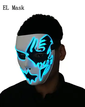 

2020 Hot glowing EL Mask 10 colors Select Sound Activated Party Mask Birthday Gift For Wedding Decoration Supplies