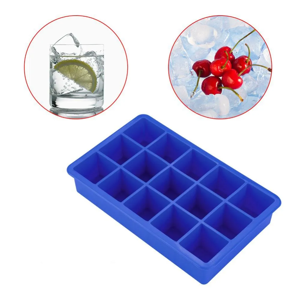 Reusable 15 Girds Ice Cube Maker Cavity Silicone Tray Mini Ice Cubes