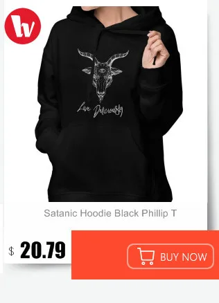 Сатанинская толстовка с капюшоном Black Phillip The Goat Live восхитительно толстовки с длинным рукавом Уличная одежда толстовки женские пуловеры с капюшоном более размера