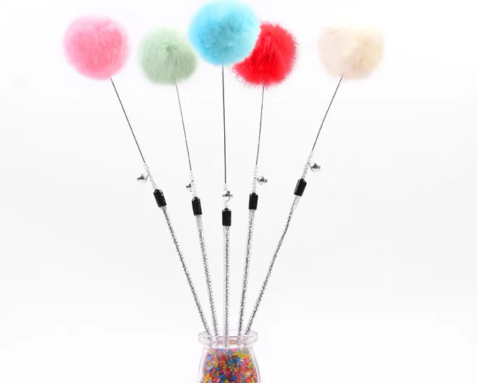 

usd 0.88/pc Pet Cat Toy Colorful Shaped Rex Rabbit Fur Cat Teaser Kitten Ball Toy Interactive Toy Pets Training Random Color