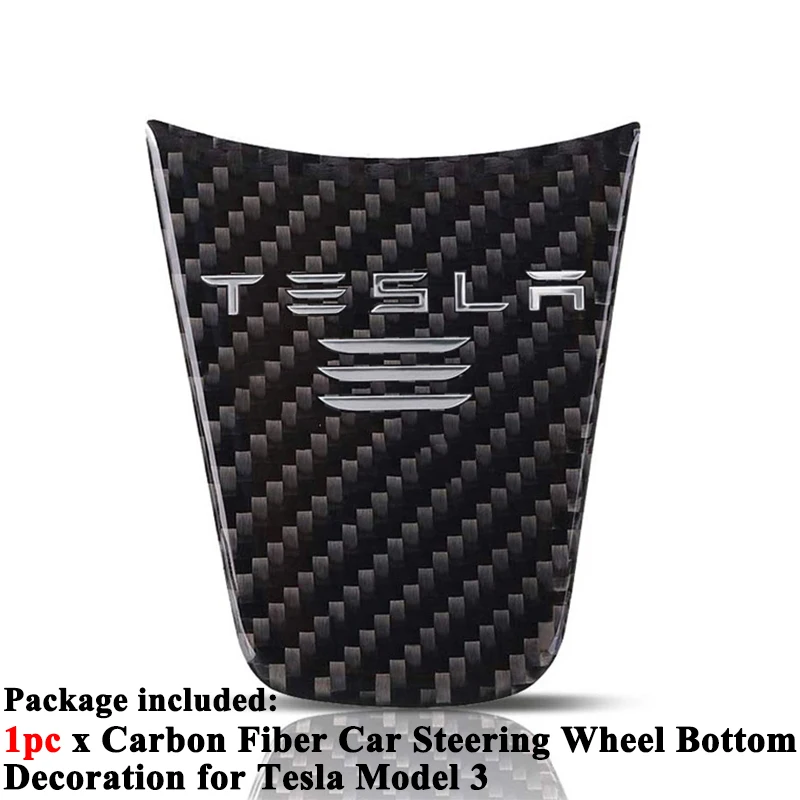 1 шт. Спортивное Настоящее углеродное волокно украшение рулевого колеса автомобиля Нижняя крышка логотип наклейка Стайлинг Аксессуары для Tesla модель 3