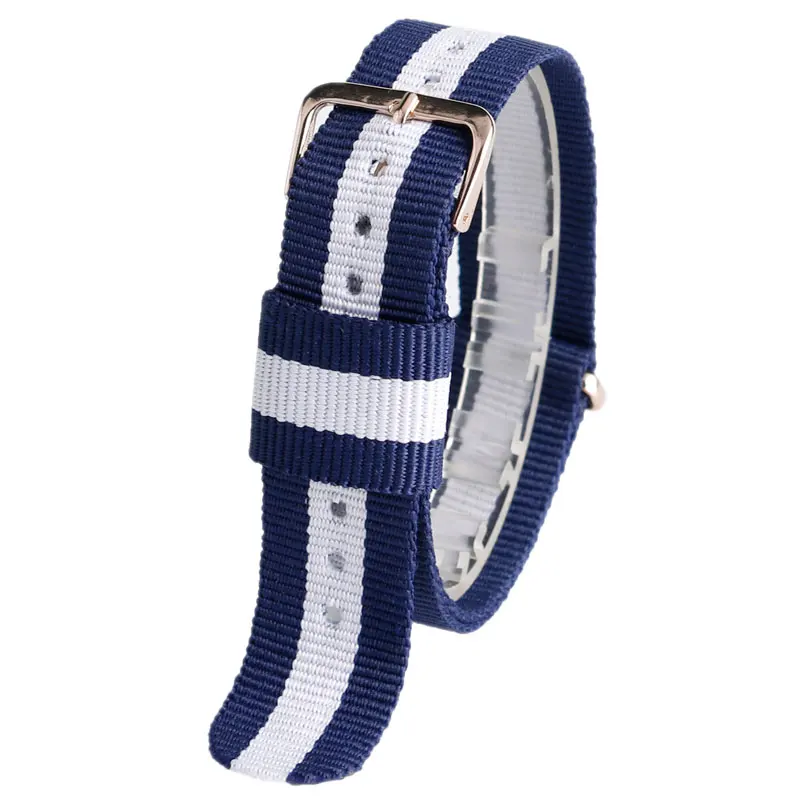20mm Watch Strap Fabric Nylon Canvas Wrist Band Women Men Stripe