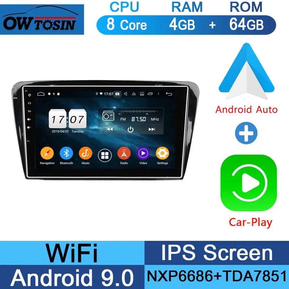 10," ips Android 9,0 Восьмиядерный 4G+ 64G Автомобильный dvd-плеер для Skoda Octavia Радио стерео DSP CarPlay Parrot - Цвет: 64G CarPlay Android