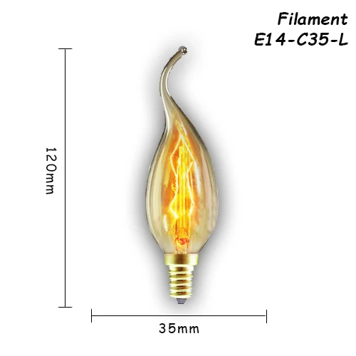 1 шт. Ретро лампа E27/E14 лампа Эдисона 110 В/220 В лампа накаливания для дома/гостиной декоративная винтажная лампа накаливания 40 Вт ампула - Цвет: E14-C35-L
