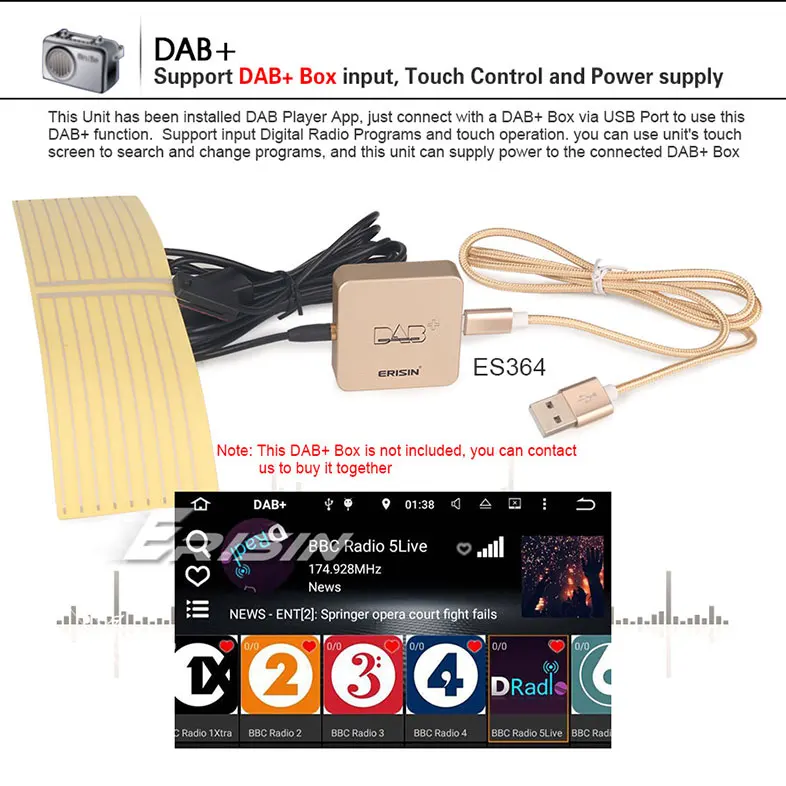 Cheap Erisin ES3631FB 7" DAB+ Radio Android 8.1 Car Stereo GPS OBD for Ford Focus Transit S/C-Max Kuga Galaxy Fusion 18