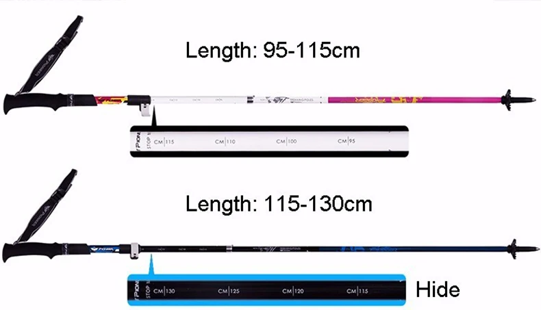 Pioneiro ao ar Fibra de Carbono Livre Pólo Caminhadas Bengalas Varas Nórdicos Bengala Dobrável Ajustável 5-seção Escalada Trekking Pólos 5 High Quality Esporte e Lazer
