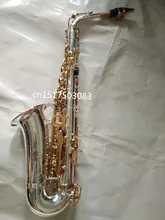 Saxophone instrument Saxophone Eb Silver Alto Sax Gold key Saxophone Professional Saxophone Mouthpiece Depth engraved