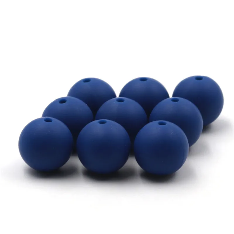 

JOJOCHEW 100pcs New Color Silicone Deep Blue Teething Beads Round BPA Free Baby Chewable Beads Teething Necklace Making