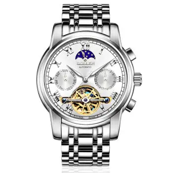 SOLLEN men Wrist Watches relogios masculinos de luxo marcas famosas Week display month display automatic mechanical
