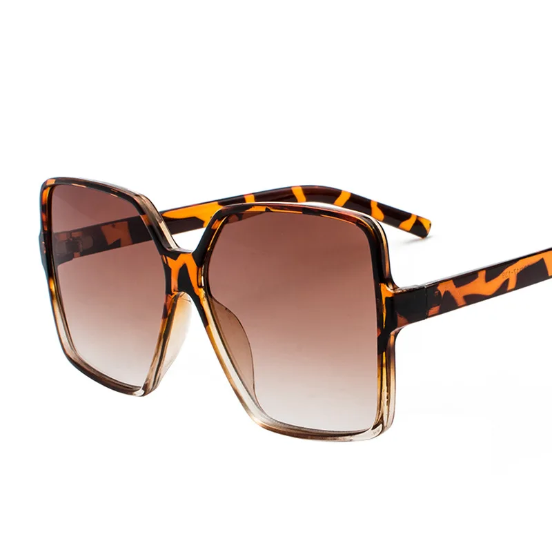 Vintage Oversize Square Sunglasses Women Men Luxury Brand Black Brown Big Frame Sun Glasses Female Shades Coulos - Цвет линз: black leopard
