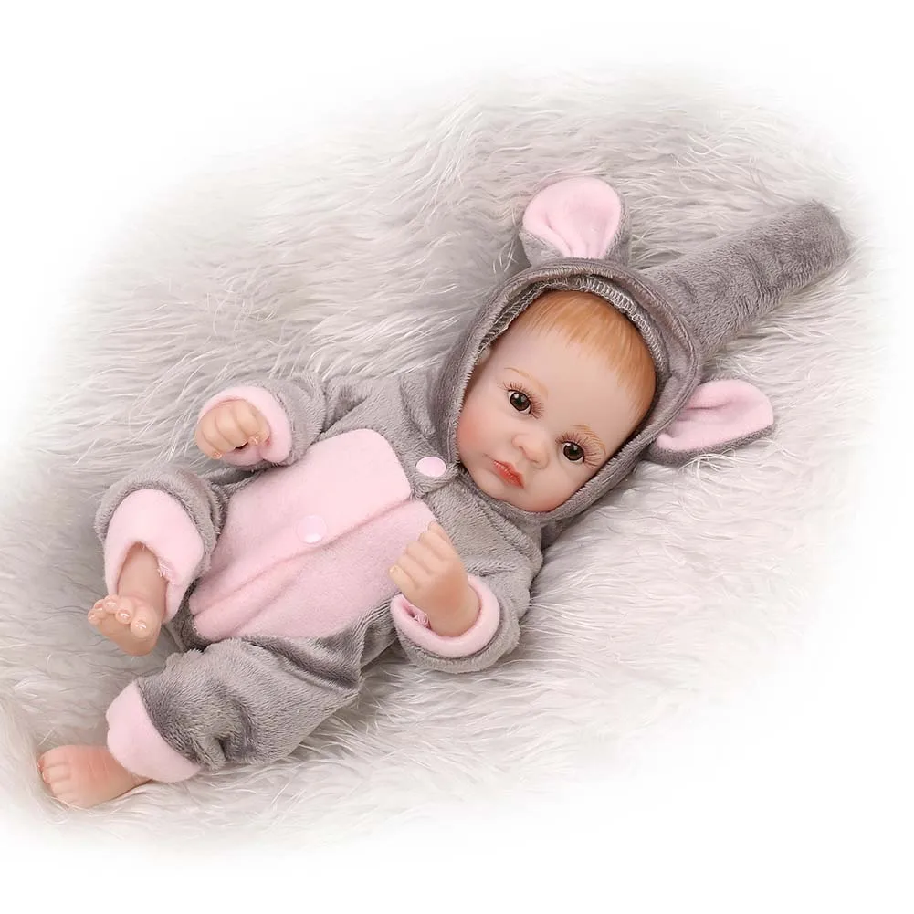 

NPK 10 Inch Silicone Reborn Newborn Doll Elephant Clothes Realistic Baby Dolls for Kids Playmat Gift FJ88