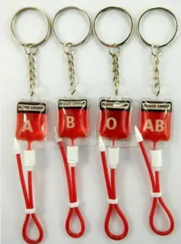

New mixed 20 pcs A B O AB Blood bag Pack PVC Key Chain pendant R-200