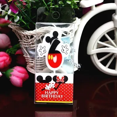 HOT Birthday Number 0-9 Candles Cartoon Mickey Minnie Mouse Happy Birthday Candle Cake Cupcake Topper Party Decoration Supplies - Color: Mickey 6