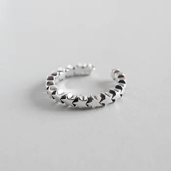 

Vintage Retro 100% Authentic S925 Sterling Silver Fine Jewelry Stars Ring 3.2mm J116