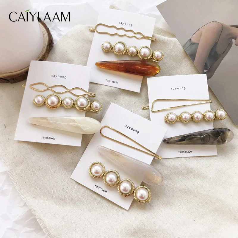 

CAIYLAAM Vintage Pearl Hairpins Women Trendy Hollow Hairclips Romatic Alloy Barrette For Girl Bobby Pin Hairgrip Fashion Jewelry