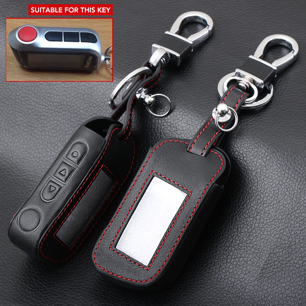 

A93 Keychain Leather Cover Key Case Prefect For Starline A93 Two Way Car Alarm Remote Controller A63 LCD Transmitter