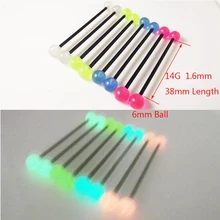 2 шт. Мягкие Длинные прямые Промышленные Штанги кольца светится в темноте Козелок Уха Пирсинг для Соска Кольца Бар губы ювелирные изделия для тела