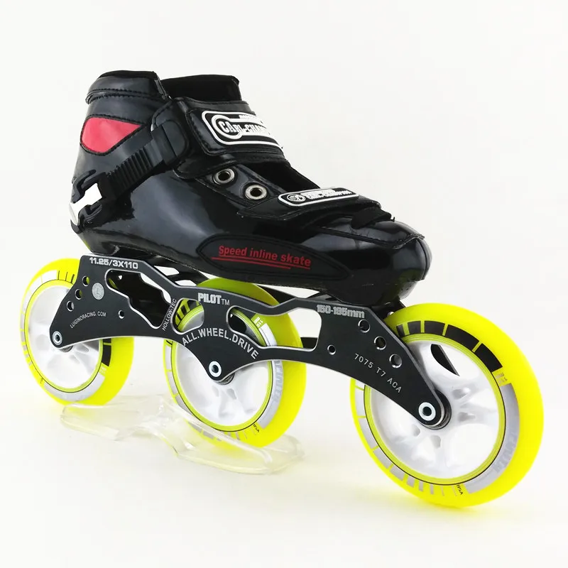 المهنية سباق سرعة التزلج أحذية النساء الرجال كبير 3 عجلات حذاء تزلج بعجلات 110 ملليمتر الأسطوانة مضمنة التزلج الأحذية بالغين أطفال أحذية