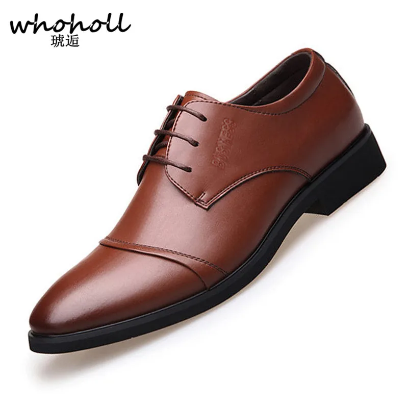 

2018 New High Quality Genuine Leather Men Brogues Shoes Lace-Up Bullock Business Dress Men Oxfords Shoes Male Formal Shoes