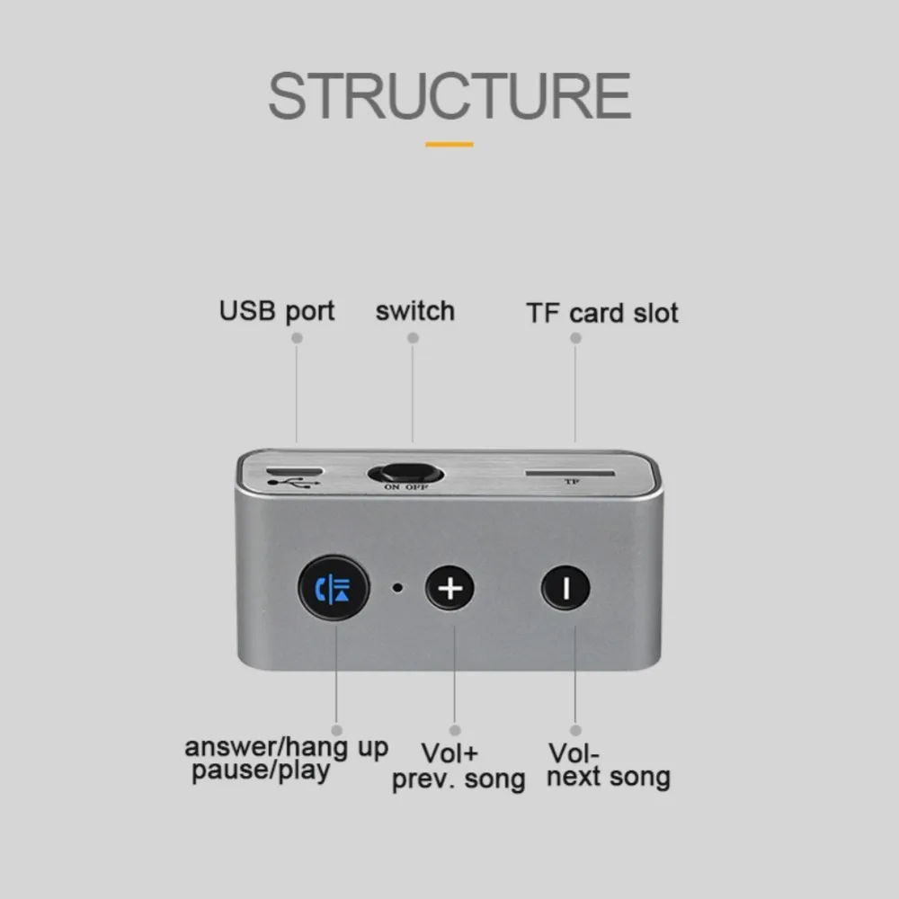 

New Wireless Car Bluetooth 3.5MM Aux Receiver Adapter Aux Bluetooth 4.2 Music Audio Receiver Bluetooth Handsfree Car Kit A2DP