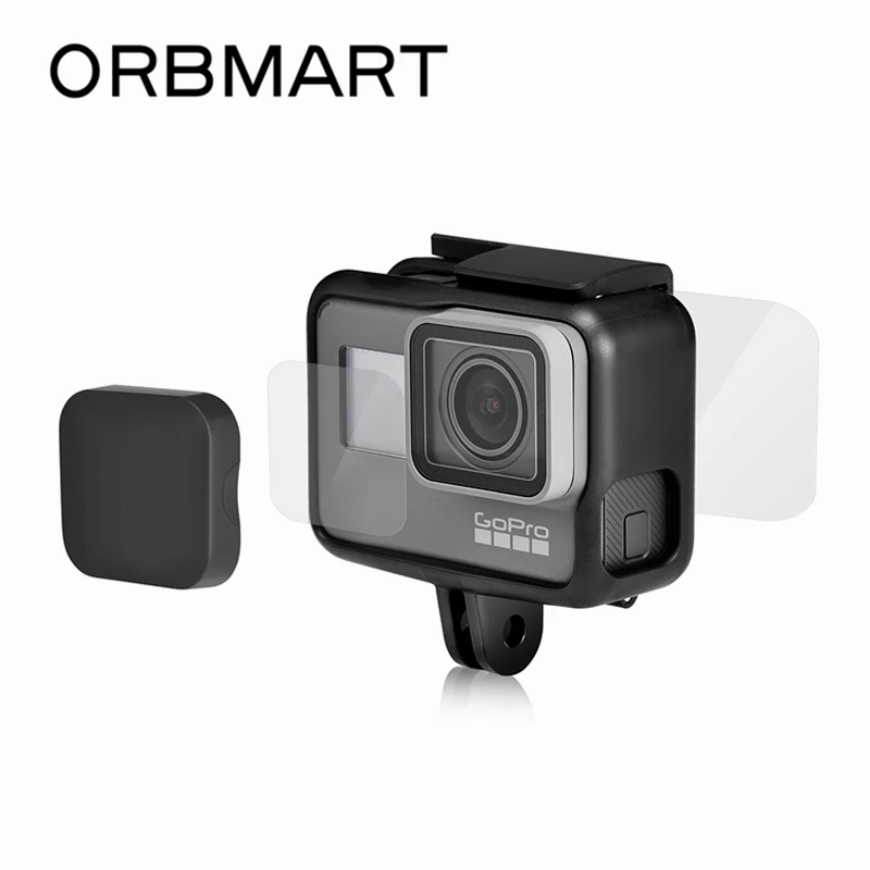 ORBMART, Ультрапрозрачная защита для объектива из закаленного стекла+ защита для экрана+ жесткие линзы, крышка для GoPro Hero 5 6 7, черный GoPro 5