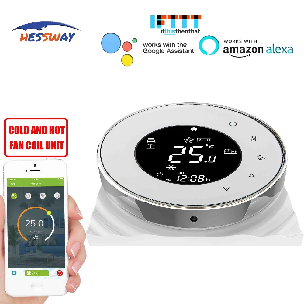 HESSWAY TUYA 2 трубный вентилятор Катушка Wi Fi термостат с контролем температуры для