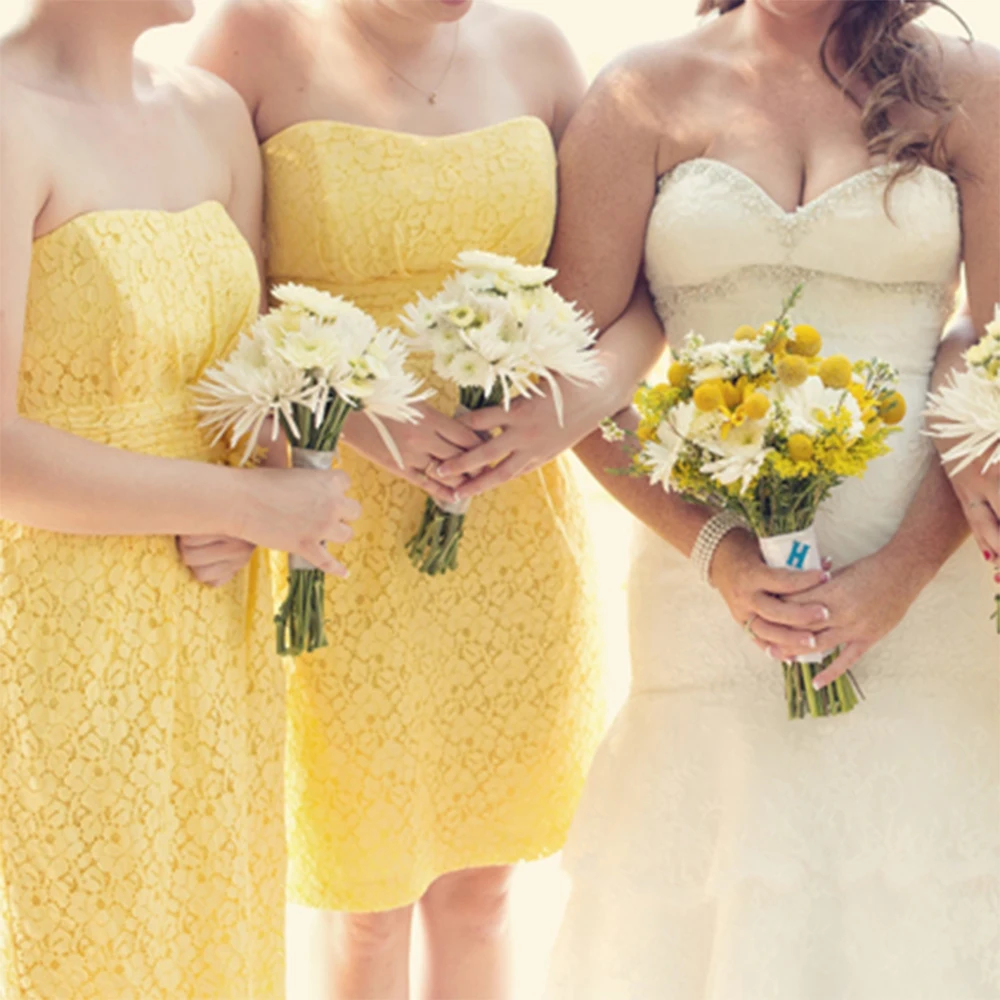 yellow lace bridesmaid dresses