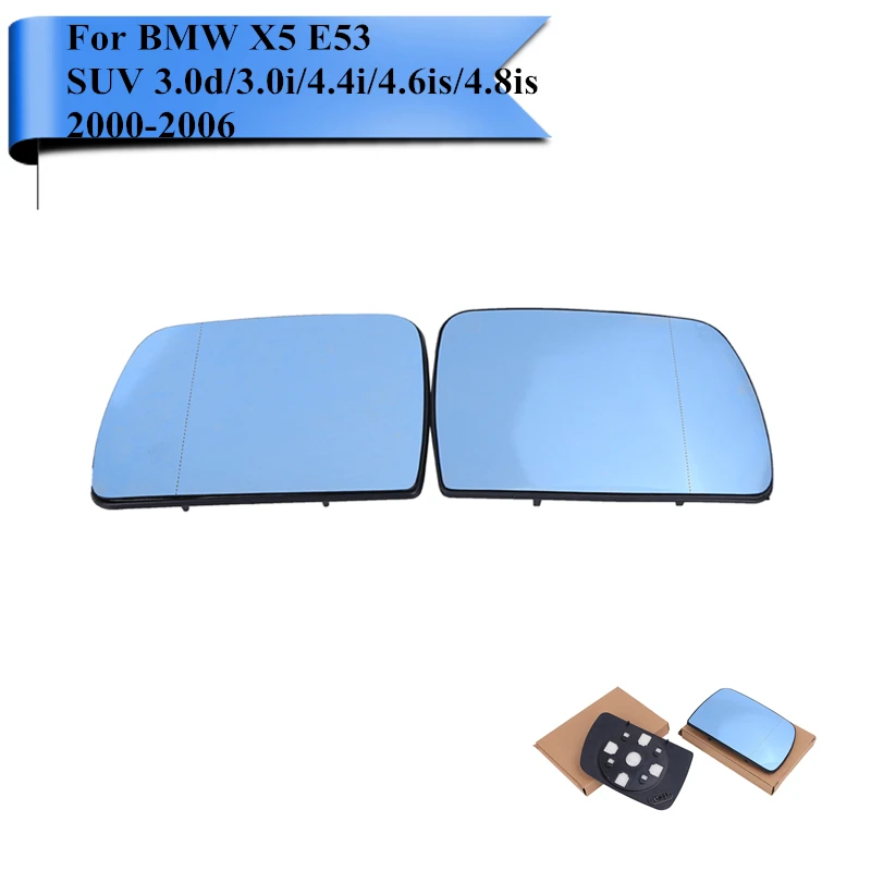 Tinted Blue Wide Angle Heated Rearview Wing Mirror Glass For BMW X5 E53 SUV 2000 2001 2002 2003 2004 2005 2006 Car Mirrors #W113 |