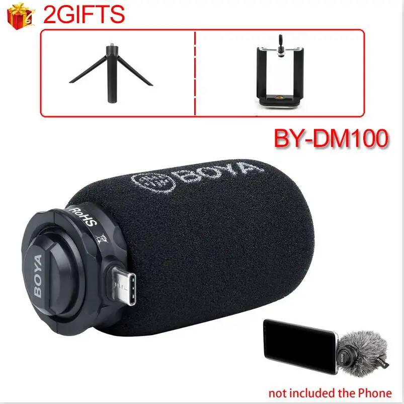 BOYA MIC BY-DM200 для iPhone Lightning BY-DM100 с портом type-C для записи BY-M1 3,5 мм BY-M1DM двойной всенаправленный петличный - Цвет: DM100 with 2gifts