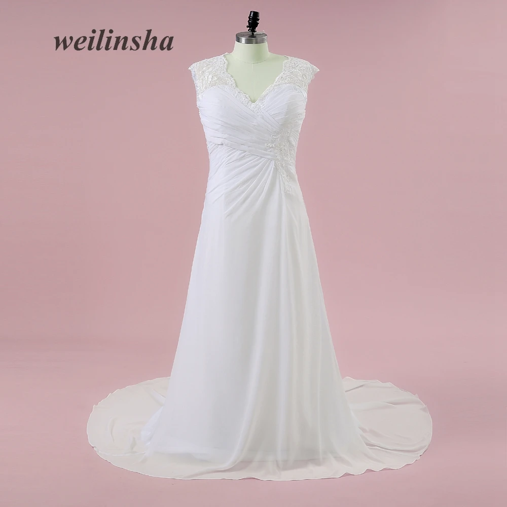 Adln Elegant Empire Chiffon Plus Size Wedding Dresses With Appliques