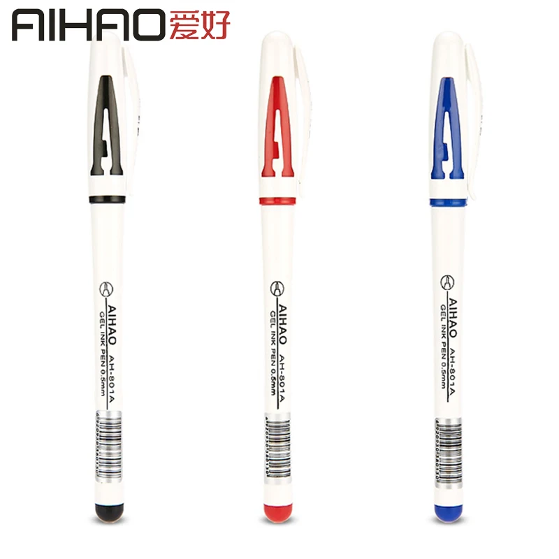 

2019 New Arrival AIHAO Brand Smooth Writing Pen Plastic Handle 0.5MM Point Business Sign in Pen 4pcs/box Free Shipping