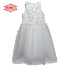 Kristall Blume Spitze Blume Mädchen Kleider Mit Bogen kommunion kleider graduation dresses kids abendkleid abendkleider HarveyBridal