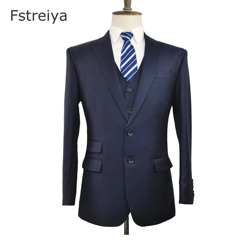 Custom made worsted 150's pure wool men suits high quality tailor slim fit wedding suits customized men's clothing 3 piece suit