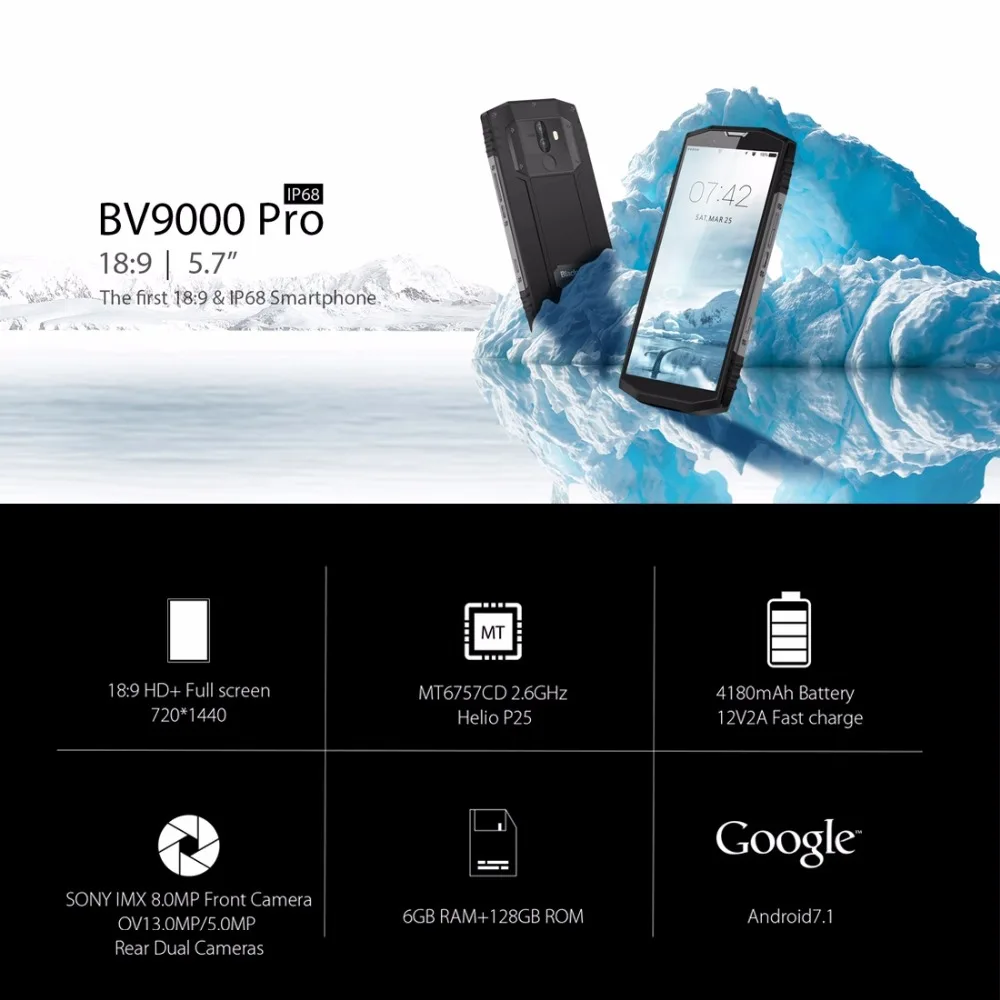 Blackview BV9000 Pro 6 ГБ+ 128 ГБ IP68 Водонепроницаемый Идентификация отпечатков пальцев мобильный телефон Android 7,1 DualSIM NFC 5,7 дюймов сотовый Phoe