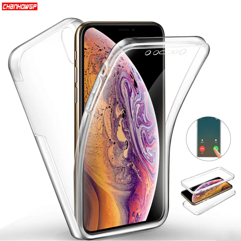 

Clear 360 Full Body Protective Case For iPhone XS Max XR X 8 7 6 6S Plus 5 5s SE Soft Silicone ShockProof TPU Cover Funda