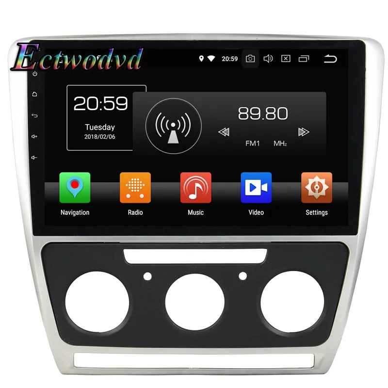Excellent Ectwodvd Octa Core 4G+64G Android 9.0 Car Multimedia DVD Player GPS HeadUnit for Skoda Octavia AT 2010 2011 2012 2013- 0