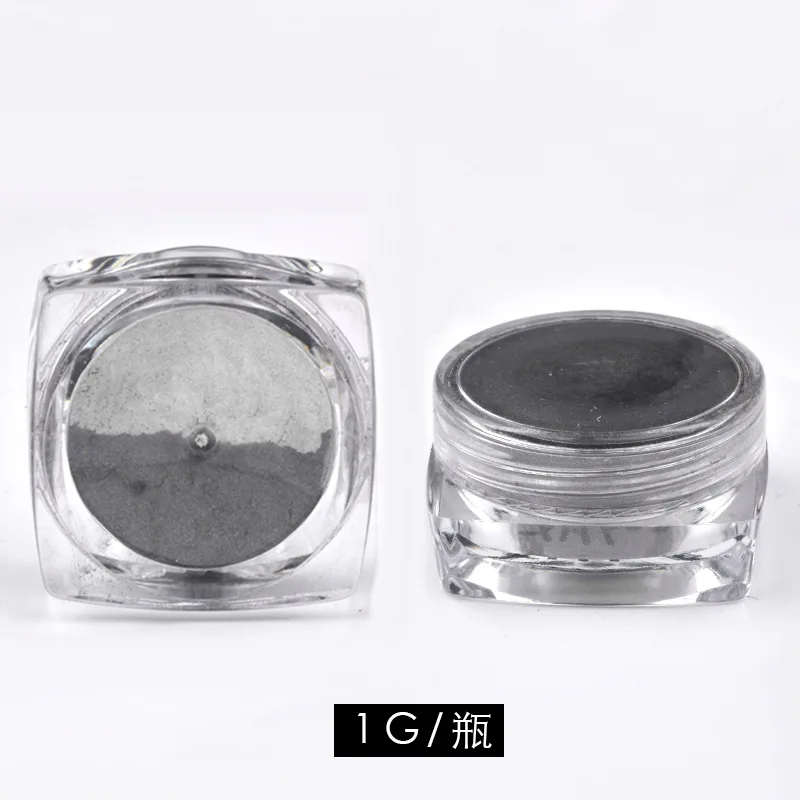 1 جرا/صندوق DIY الأسود مرآة بودرة لامعة للأظافر الإبهار يلمع الكروم الصباغ الغبار Paillettes مسمار الفن زينة