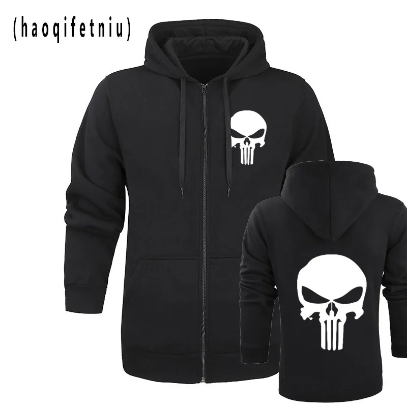 

the punisher Skull hoodies men zipper fitness casual fleece jacket harajuku sweatshirts drake streetwear hoody homme m-2XL