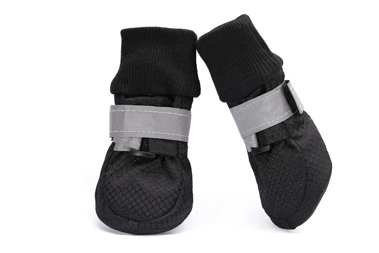 Черная Светоотражающая обувь для больших собак XXL, водонепроницаемая обувь для собак - Цвет: Черный