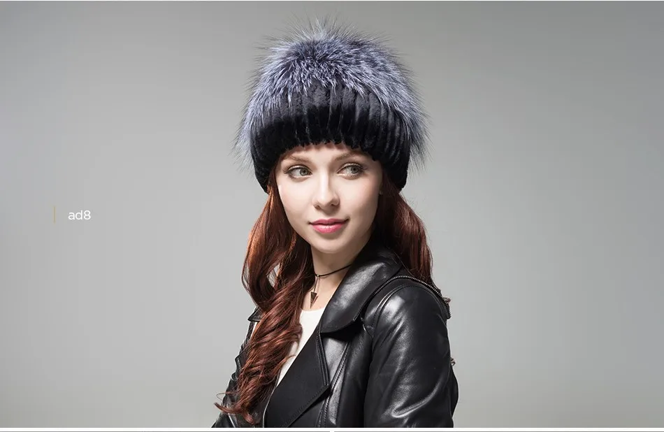 Fashion Womens Fur Beanies Real Rex Rabbit Fur Hats with Stripe Design Hat Ladies Winter Warm Rex Rabbit Fur Caps (17)